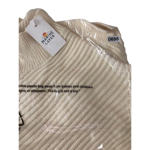 Marine Layer Skylar Sweater Knit Chevron Mock Turtleneck Pullover Ivory NWT XS - Picture 5 of 8